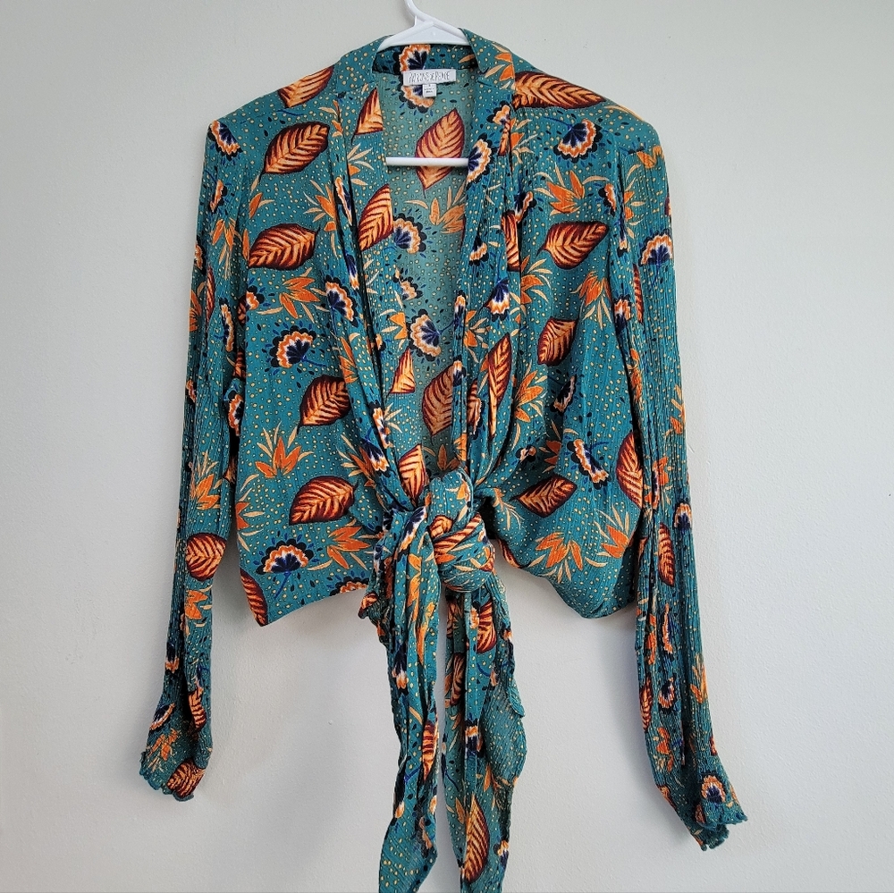 Patrons Of Peace Blue Tie Top Women's Size S Hippie Boho Festival Forest Fairy